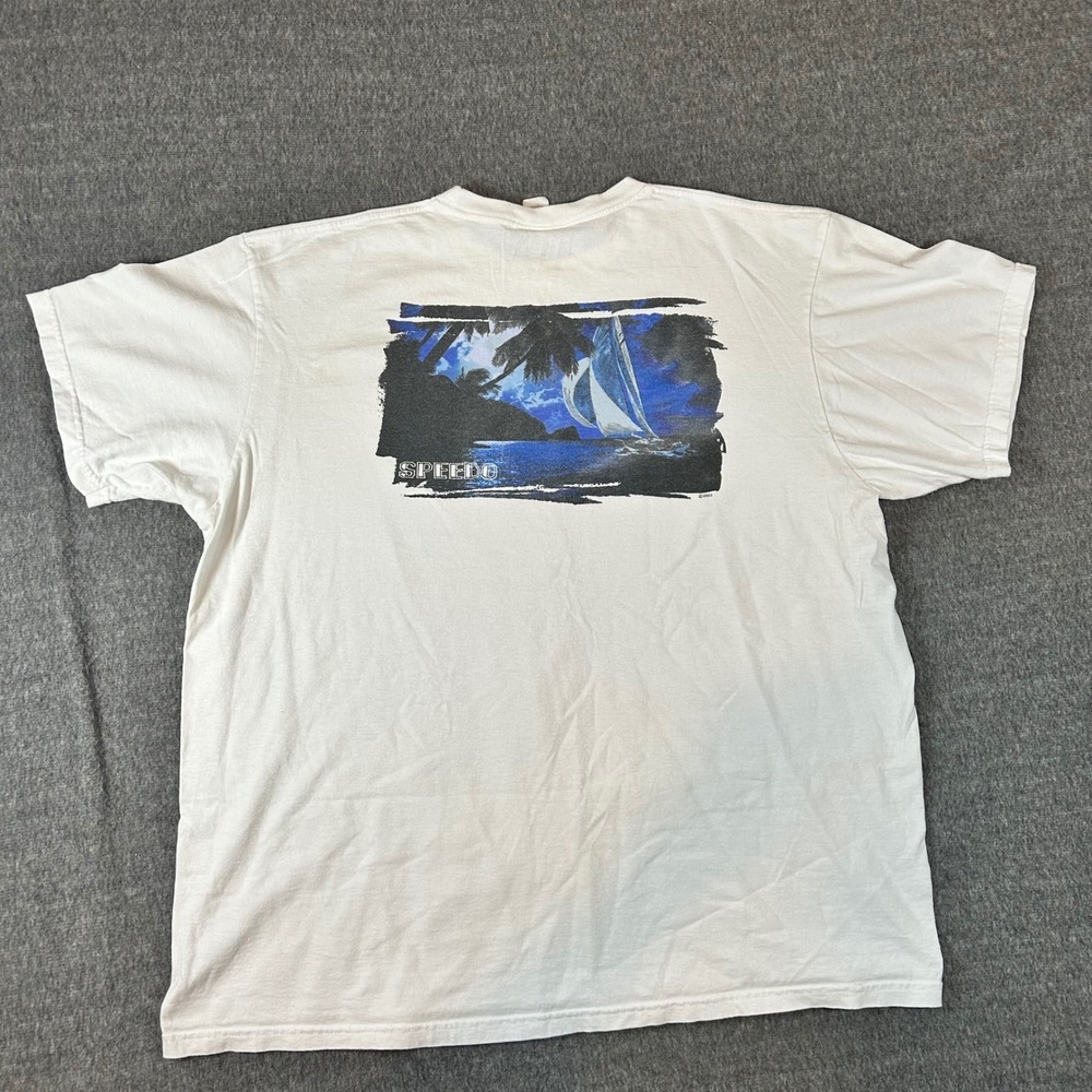 Vintage Speedo Mens White Graphic Shirt Surf Tropical Graphic Tee Size 3XL 2003 - Picture 5 of 8